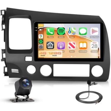 Imagem de Estéreo automotivo de 4 GB + 128 GB para Honda Civic (2006-2011), tela sensível ao toque de 23 cm na célula 720 x 1280P, Android, carro, rádio sem fio, CarPlay, Android, Auto, FM, BT WiFi