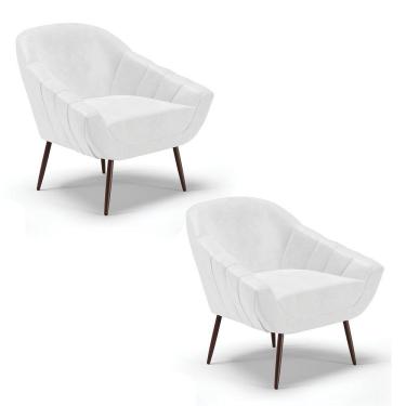 Imagem de Kit 02 Poltronas Corano Pés Palito Ferro Branco