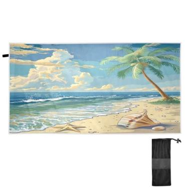 Imagem de Blueangle Toalha de praia de palmeira - Toalhas de viagem compactas e leves - Toalha de secagem rápida super absorvente para natação, acampamento e férias (500)