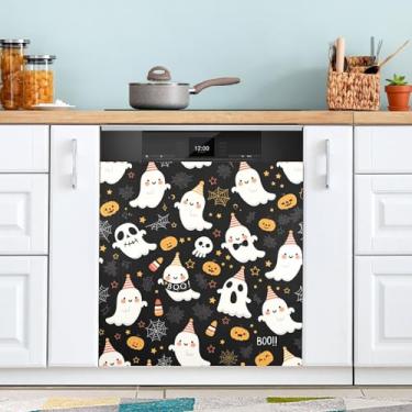 Imagem de ATTX Capa de ímã de lava-louças fantasma de Halloween, 58,4 cm C x 66 cm A, decoração da capa da máquina de lavar louça, decalques de armário doméstico e eletrodomésticos adesivos #246