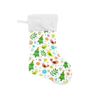 Imagem de GakkiGii Meia grande de Natal com rabiscos de pinheiro, decoração de Natal suspensa para parede de árvore de lareira, 45 x 31 cm