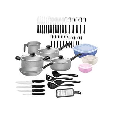Imagem de Kit Tramontina 47 peças para Cozinha com Panelas Antiaderentes em Alumínio Cinza