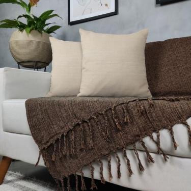 Imagem de Kit Manta Para Sofá Marrom + 2 Capas De Almofada Com Zíper Cor:07 - Ge