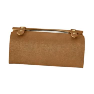Imagem de predolo Porta-lenços elegante, organizador de guardanapos em couro PU, ideal para carro, restaurante e toucador, Marrom