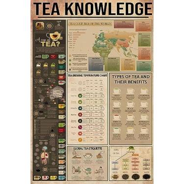 Imagem de Tea Knowledge Funny Metal Tin Signs Types Of Tea And Their Benefits Poster Cafe Restaurante Sala de Estar Cozinha Banheiro Arte de Casa Decoração de Parede Placa Presente