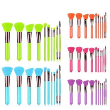 Imagem de Kit 10 pinceis de maquiagem Pinceis esfumar contorno Kabuki profissional (Aleatorio)