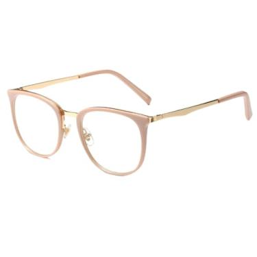 Imagem de Óculos de grau femininos com pernas de metal e armação fashion (C2 cáqui transparente)