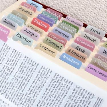 Imagem de Guias bíblicas para mulheres, 90 peças de suprimentos bíblicos de estudo laminado grande impresso kit de guias de índice, presentes cristãos de batismo para homens, cor pastel
