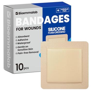 Imagem de Bandagens grandes à prova d'água, 15 x 15 cm, curativos para pele sensível, adesivo de espuma de silicone, almofada de ilha estéril com borda para pós-cirúrgico, dor de cama sacral, joelho e chuveiro