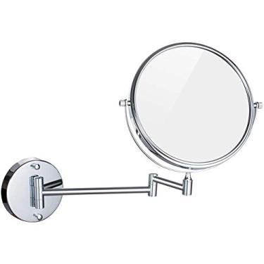 Imagem de YYBOES Espelho de maquiagem montado na parede, espelho de maquiagem de parede espelho cosmético de dois lados giratório 360° espelho de barbear extensível para banheiro ampliação 3x, fundo quadrado de