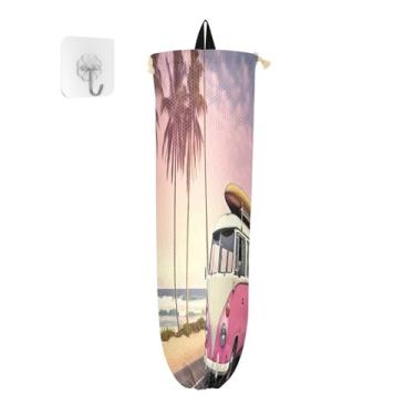 Imagem de Wassud Suporte de saco plástico rosa para carro, 2 unidades, suporte de parede para sacola de mercearia, armazenamento de cozinha para decoração de despensa de cozinha em casa