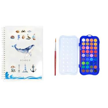 Imagem de Kit de pintura em aquarela, equipado com pincéis de tinta aquarela de 12 cores, kit de pintura em aquarela para iniciantes (36 cores - debaixo d'água)