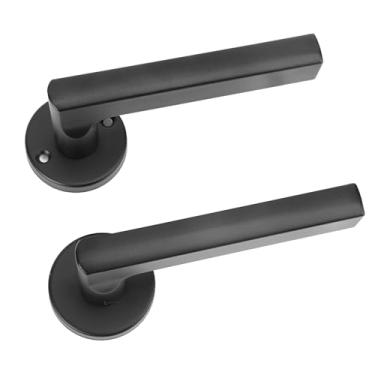 Imagem de Hyuduo Conjunto de Fechadura de Quarto, Fechadura de Maçaneta de Porta Preta, Entrada Com Chave Com Painel Espesso e Rolamentos Silenciosos, Conjunto Completo para Portas Externas Internas, Quartos,