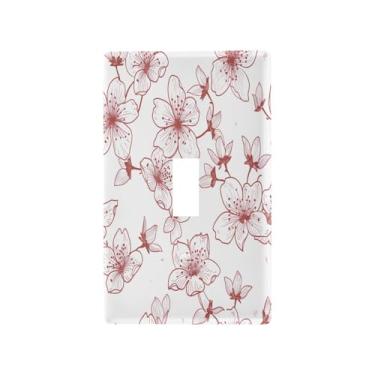 Imagem de Wassud Placa de cobertura para interruptor de luz, capas de tomada decorativas, placa de parede para tomadas elétricas, flores de cerejeira simples, interruptor único 11 x 6 cm