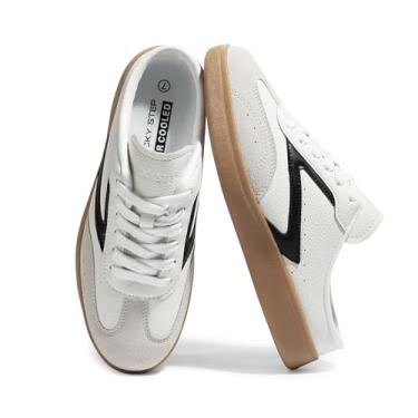 Imagem de LUCKY STEP Tênis Mule Feminino Chinelo Slip On Retrô Confortável Casual para Inverno (Branco/Preto, 8US-37BR-24.5MX)