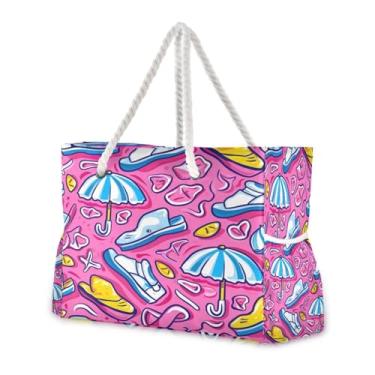 Imagem de Wassud Bolsa de praia para verão e praia, grande, para mulheres, impermeável, à prova de areia, bolsa de viagem com zíper e bolso para piscina, academia, acampamento