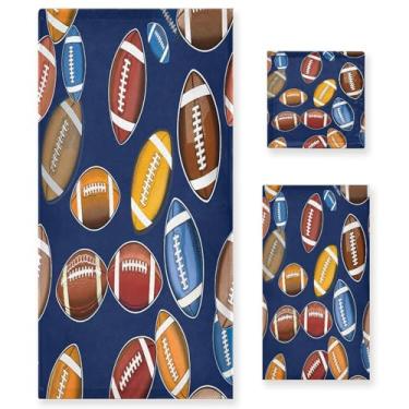 Imagem de xigua Conjunto de toalhas de banheiro com bolas de futebol absorvente macio 3 peças toalha de banho toalha de mão toalhas decorativas para banheiro, academia, hotel, praia, piscina