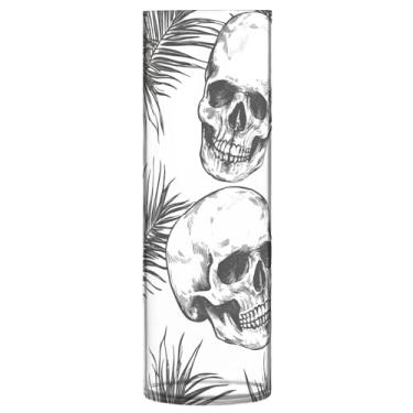 Imagem de CEBUGI Vaso de flores de caveira e folhas de palmeira 10 cm x 30 cm Vaso cilíndrico para flores, vaso transparente inquebrável para decoração de casa de festa de casamento