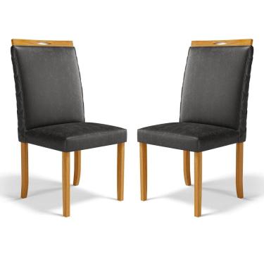 Imagem de Kit Com 2 Cadeiras Agnes Madeira Maciça Estofadas Para Mesa De Jantar