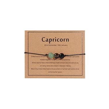 Imagem de 12 Constelações Cura Pedra Natural Pulseira Chakra Mulheres Homens Menina Menino Adolescente Corda Trança Ajustável Cordão de Cristal Zodíaco Pulseira de Pedras Preciosas Yoga Meditação Jóias Presente, Pedra Pedra corda, Pedra