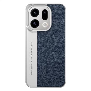 Imagem de HAOMRIYL Capa para Oppo Find X9/X9pro, capa de telefone de proteção à prova de choque com revestimento fino de couro para negócios PC emenda à prova de choque, azul, X9Pro