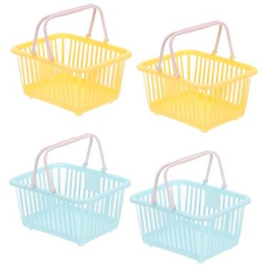 Imagem de PATIKIL 4 peças de cesta pequena de plástico, mini cesta de armazenamento de mercearia pequenas cestas de compras com alças organizador de água filtrada para organizar brinquedos, ovos, frutas