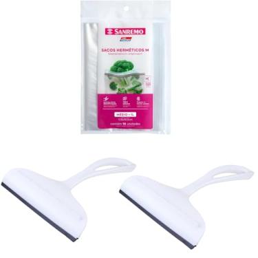 Imagem de Kit 2 Rodo de pia Branco e 1 Saco Hermético 1 Litro