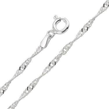 Imagem de Colar Feminino com Prata Corrente Singapura Torcida 45cm 1mm Fina Discreta Estilosa Brilho Eterno com Fecho Antifurto