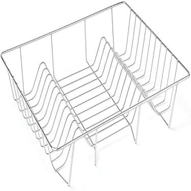 Imagem de Escorredor de Louça Aramado, Ferro Cromado, 48x31x9 cm, Capacidade 18 Pratos, Design Compacto, 300g