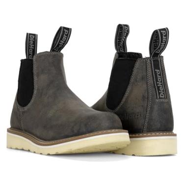 Imagem de DieHard Bota Colt Chelsea, couro de flor integral, cinza, sola confortável, Cinza, 43