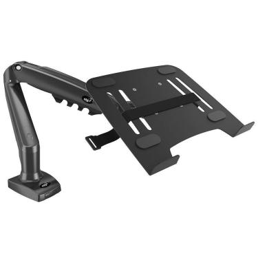 Imagem de Kit Suporte Articulado De Mesa Pistão A Gás F80n Elg + Bandeja Apoio Notebook Nbh-1