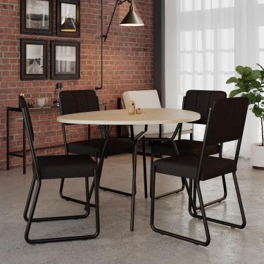 Imagem de Conjunto Mesa De Jantar Soho Orgânica C/ 04 Cadeiras Next Est.preta - Ciliegio E Preto Ciliegio E Preto