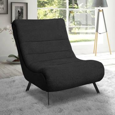 Imagem de Poltrona Com Pés Em Ferro Tecido Bouclé Vancouver – Lucadi Preto