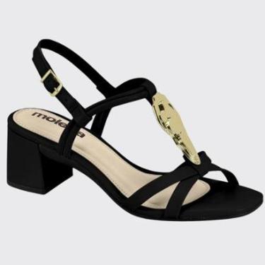 Imagem de Sandália Feminina Salto Bloco Tira Dourada Moleca 5496.118.9569-Feminino
