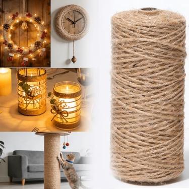 Imagem de Fio de juta natural, fio de juta de 1,5 mm de espessura, fibra natural durável, para artesanato, embrulho de presente, jardinagem, crochê, tricô, macramê, decoração de casa, entusiastas de bricolage e