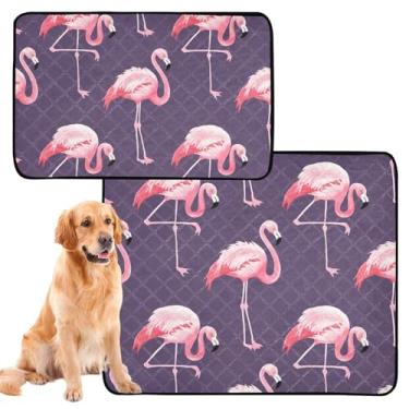 Imagem de Almofada para animais de estimação roxa flamingos rosa reutilizável lavável para cães tapete de urina fofo para cães à prova d'água à prova de vazamento almofadas de penico para cães, médio + grande