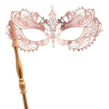 Imagem de Coddsmz Máscara veneziana de baile de máscaras com bastão, decorações de carnaval para fantasia feminina de Halloween