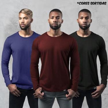 Imagem de Kit com 3 Camisetas com Proteção Solar UV50+ Masculinas Tecido Gelado 