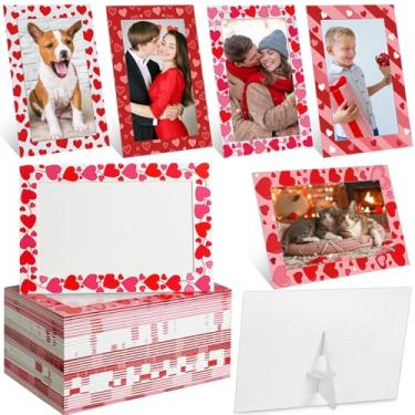 Imagem de AmazingSpark Pacote com 50 porta-retrato de dia dos namorados, 10 x 15 cm, enfeite de papel para fotos de papelão em massa, presentes para primeiro dia dos namorados, decoração galentina para meninos