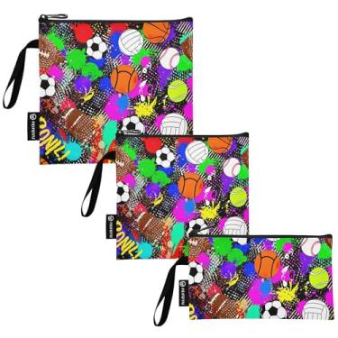 Imagem de TSENQUE Bolas esportivas coloridas bolas de basquete reutilizáveis lanche sanduíche saco de almoço seguro para alimentos lavável para crianças e adultos (pacote com 3: P/M/G)