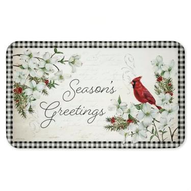 Imagem de Tapete de chão antifadiga Winter Cardinals & Dogwood, ergonômico acolchoado para cozinha e tapete de pé com suporte antiderrapante, tapete confortável ecológico, design de Danielle Murray, 76 cm x 45