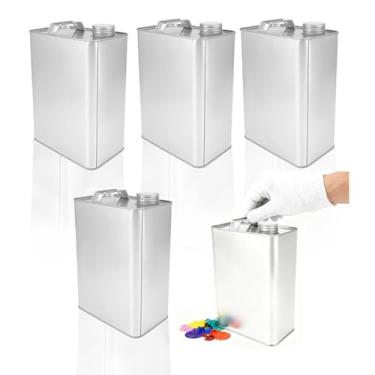 Imagem de Leemeexaa 4 unidades, lata de solvente retangular de metal estilo F vazia, 3,785 ml, lata de armazenamento de tinta de aço vazia com bico de puxar, tampas seguras sem forro para pintura artesanal