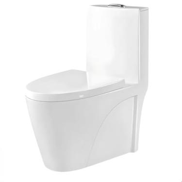 Imagem de Vaso Sanitário Monobloco Caixa Acoplada Cerâmica Esmaltada SOFTINOX Vaso Acoplado Redondo — Descarga Vortex, Jato Plus, Descarga Dupla 3/6L e Assento Soft Close