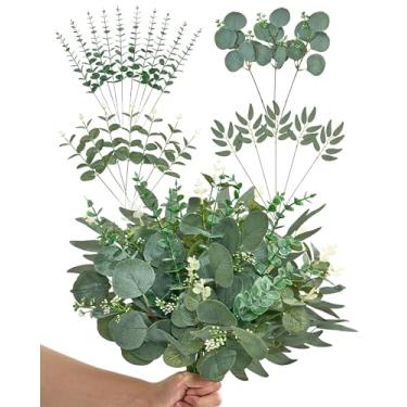 Imagem de Alecono 25 peças, 4 tipos de hastes artificiais de eucalipto a granel