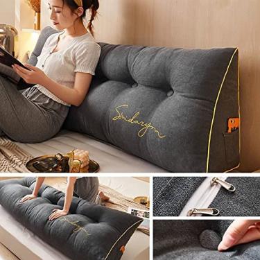 Imagem de Travesseiro triangular para descanso de cama, grande cunha, suporte para as costas, encosto, sofá e cama, Headborad decorativo com capa removível, preto, 60 cm