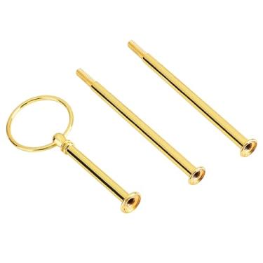 Imagem de GLOGLOW Alça de Suporte para Bolo de Várias Camadas, Liga de Zinco, Encaixe de Coroa de Ouro e Prata, para Produtos de Panificação para Festas de Aniversário e Aniversários (Ouro redondo de três camadas)