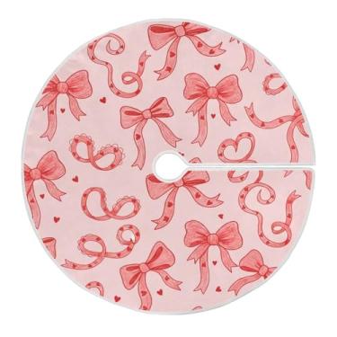 Imagem de Blueangle Saia de árvore com laço de fita de dia dos namorados de 90 cm - decoração de árvore de feriado de poliéster macio resistente a rugas (642)