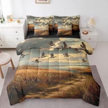 Imagem de Erosebridal Jogo de cama Mallards com 7 peças, patos selvagens, patos selvagens, horizonte em uma bolsa, paisagem, patos selvagens, tema de patos selvagens, adolescentes e mulheres