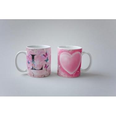 Imagem de Caneca Alfabeto Borboleta Porcelana 325ml (L)