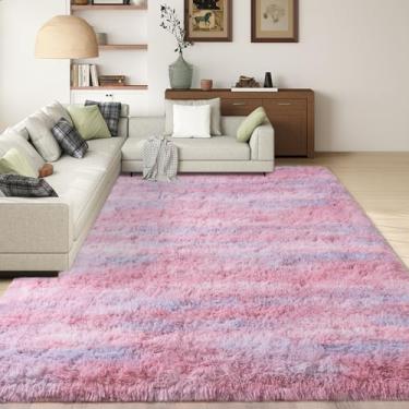 Imagem de Ailyei Tapetes felpudos para sala de estar, 15 x 23 cm, ultramacios, abstratos, rosa, grandes felpudos, tapetes para quarto, 15 x 23 cm, tapete felpudo fofo de pelúcia para quarto de meninas, crianças